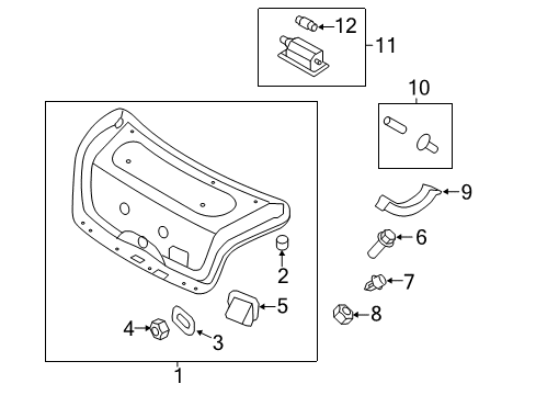 2014 Hyundai Equus Interior Trim - Trunk Lid Fastener-Trunk Lid Trim Mounting Diagram for 81756-3F000