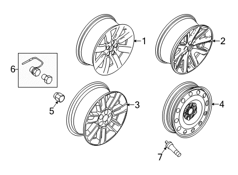 2014 Ford Flex Wheels Wheel, Alloy Diagram for DA8Z-1007-A