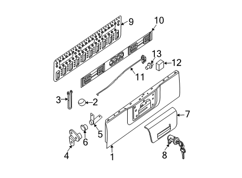 2016 Nissan Frontier Tail Gate Lock Assembly-Rear Gate,Right Diagram for 90502-ZP50A