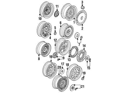 1993 BMW 525iT Wheels, Covers & Trim Wheel Hubcaps Center Caps Diagram for 36131179828