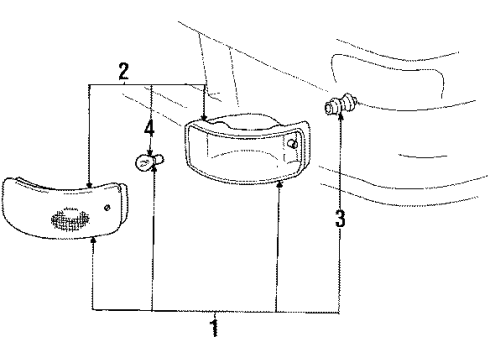 1991 Toyota Celica Park & Signal Lamps Park/Turn Lamp Diagram for 81510-20571