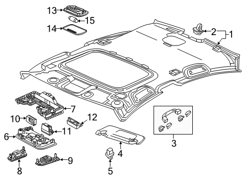 2014 Acura ILX Interior Trim - Roof Mic Assy, Array Diagram for 39180-TV0-E01