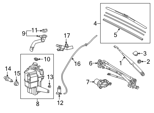 2019 Lexus ES350 Wiper & Washer Components Front Wiper Blade Assembly, Left Diagram for 85222-06240