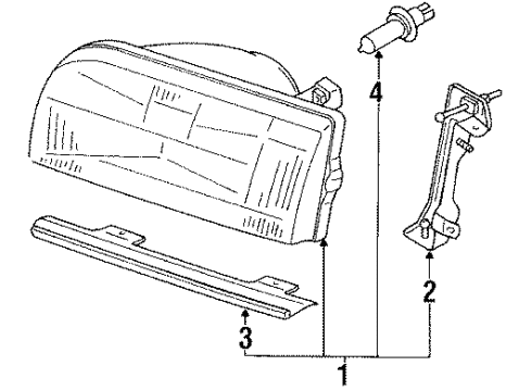 1990 Nissan Axxess Headlamps Passenger Side Headlamp Assembly Diagram for B6010-30R00