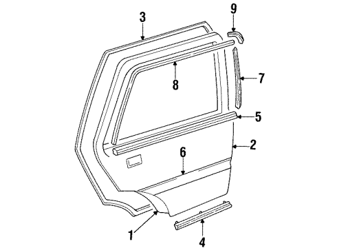 1994 Hyundai Excel Rear Door Weatherstrip Assembly-Rear Door Lower LH Diagram for 83130-24010