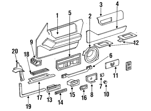 1991 Cadillac Seville Door & Components Switch Asm-Door Lock *White Diagram for 20646438