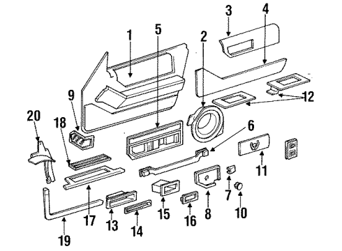 1991 Cadillac Seville Door & Components Switch- Module Front Door Lock Remote Handle *White Diagram for 20574924