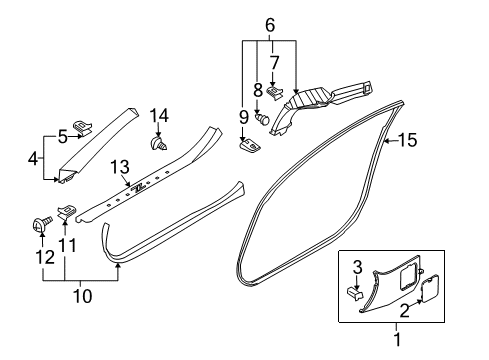 2006 Nissan 350Z Interior Trim - Pillars, Rocker & Floor Welt-Body Side, Front LH Diagram for 76922-CD000