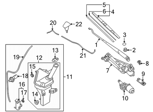 2022 Hyundai Ioniq 5 Wiper & Washer Components Space-Collar, Driver Diagram for 98154-2V100