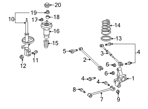 2006 Toyota Highlander Rear Suspension Components, Lower Control Arm, Stabilizer Bar Coil Spring Diagram for 48231-48390