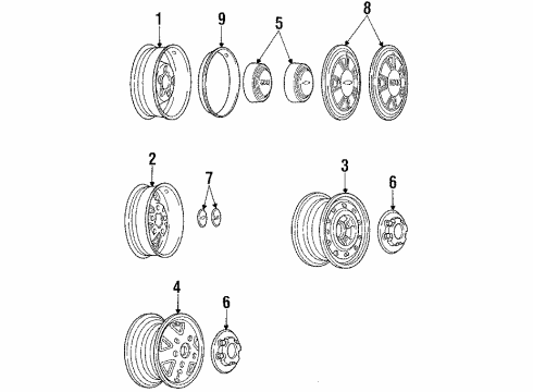 1990 Chevrolet S10 Blazer Wheels & Trim Hub Cap ASSEMBLY Diagram for 15613325