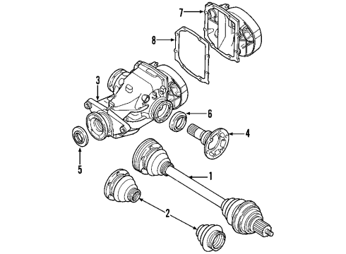 2005 BMW X3 Rear Axle, Axle Shafts & Joints, Differential, Drive Axles, Propeller Shaft Drive Axle Assembly Rear Diagram for 33107523669