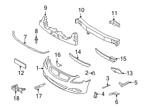 2008 Infiniti G37 Cruise Control System Distance Sensor Assembly Diagram for 28437-JL30A