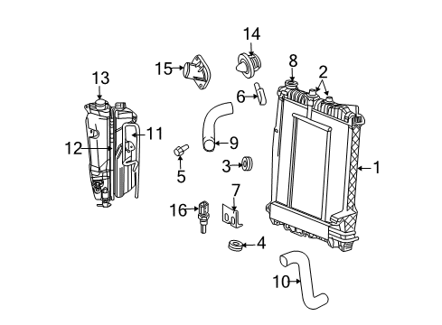 2009 Chrysler Aspen Radiator & Components Engine Cooling Radiator Diagram for 52029043AD