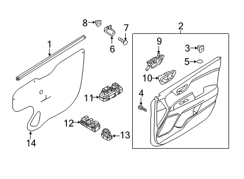 2021 Kia Rio Mirrors Door Inside Handle Assembly Diagram for 82620H8000LEF