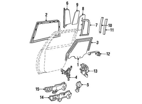 1989 Cadillac Seville Door & Components Rear Door Lock Assembly Diagram for 16605641