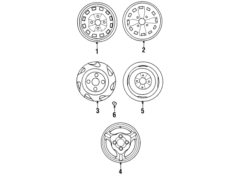 1998 Hyundai Accent Wheels Steel Wheel Assembly Diagram for 52910-22660
