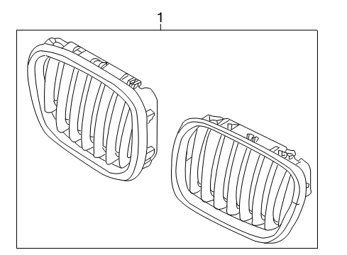 2010 BMW X6 Grille & Components Grille, Front, Left Diagram for 51137185223