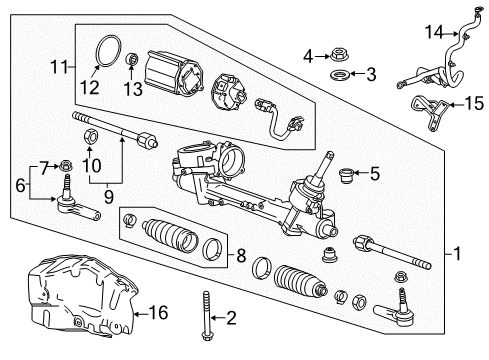 2017 Chevrolet Impala Steering Column & Wheel, Steering Gear & Linkage Gear Assembly Diagram for 84197554