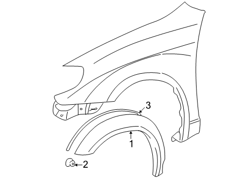 2007 Pontiac Vibe Exterior Trim - Fender Protector Diagram for 88972305