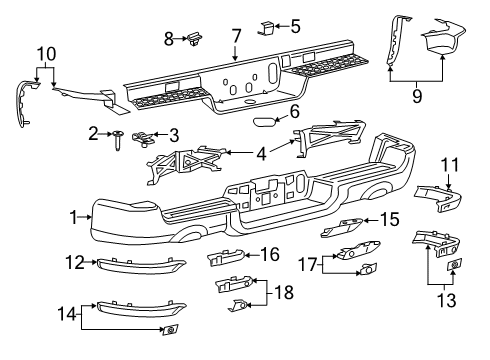 2021 Ram 1500 Bumper & Components - Rear Clip-Bezel Diagram for 68309767AA