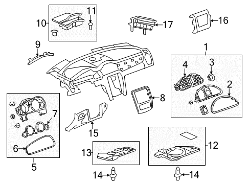 2013 Buick Enclave Cluster & Switches, Instrument Panel Applique Diagram for 22766461