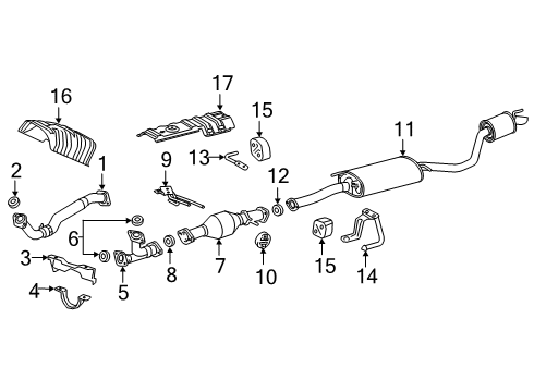 2019 Lexus RX350L Exhaust Components Exhaust Tail Pipe Assembly Diagram for 17430-31F60