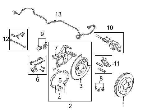 2009 Ford F-150 Parking Brake Rear Cable Diagram for 9L3Z-2A635-B