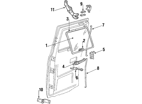 1994 GMC G3500 Back Door - Glass & Hardware Hinge Asm-Intermediate Side Door Window Diagram for 15699801