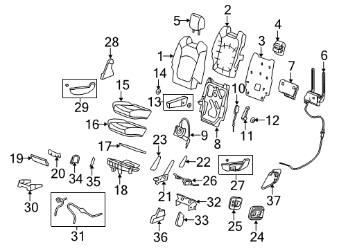 2013 Chevrolet Traverse Second Row Seats Recliner Cover Diagram for 25974205