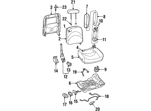 Diagram for 1995 Ford Crown Victoria Front Seat Components 