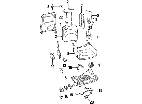 1995 Ford Crown Victoria Front Seat Components Armrest Pad Lower Cover Diagram for F5AZ54672A32B