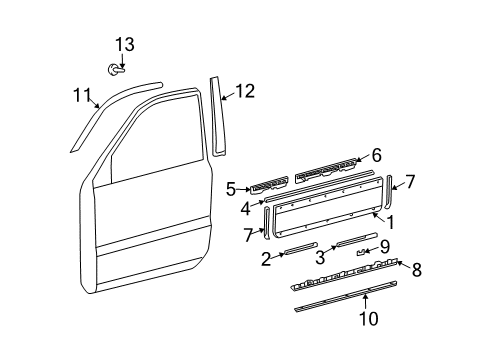 2004 Lexus GX470 Exterior Trim - Front Door Moulding, Front Door Outside, Lower Rear RH Diagram for 75737-60010