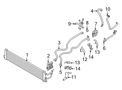 2017 BMW 740e xDrive Trans Oil Cooler Trans.Oil Cooler Line Return Front Diagram for 17228482758