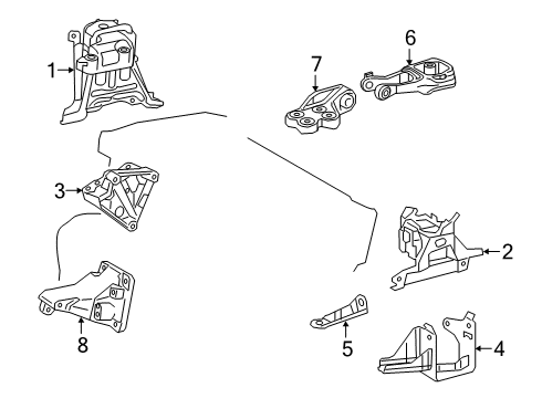 2020 Toyota Corolla Automatic Transmission Side Mount Bracket Diagram for 12315-37060