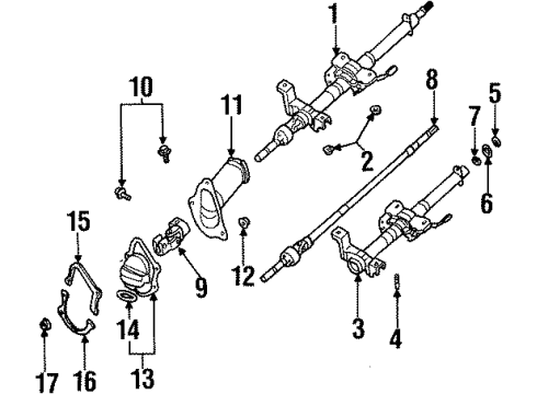 1999 Infiniti G20 Steering Column & Wheel, Steering Gear & Linkage Cover-Joint, Upper Diagram for 48981-7J100