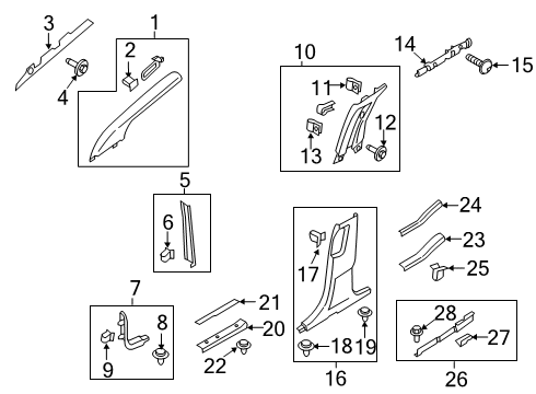 2020 Lincoln Nautilus Interior Trim - Pillars, Rocker & Floor Rear Sill Plate Diagram for FA1Z-5813228-AG