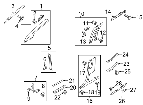 2020 Lincoln Nautilus Interior Trim - Pillars, Rocker & Floor Rear Sill Plate Bracket Diagram for FT4Z-5813280-E