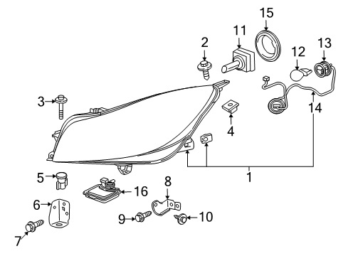 2011 Buick Regal Headlamps Headlamp Assembly Diagram for 19371097