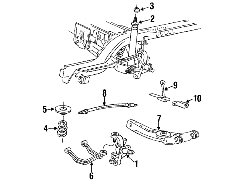 1998 Mercury Sable Rear Suspension Components, Stabilizer Bar Strut Diagram for 5U2Z-18V125-J