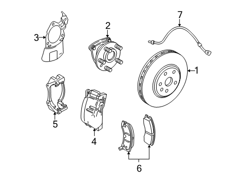 2004 Cadillac SRX Front Brakes Shield, Front Brake Diagram for 18061005