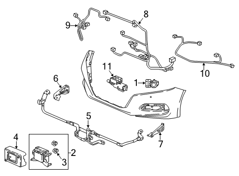 2019 Honda Accord Cruise Control System Cover, Milliwave Radar Diagram for 36809-TVA-A12