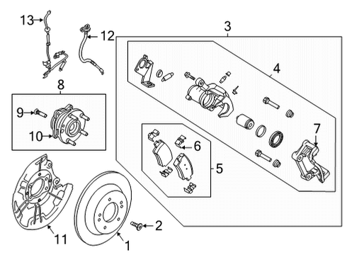 2021 Hyundai Elantra Rear Brakes Brake Assembly-RR Wheel, LH Diagram for 58210-AA400