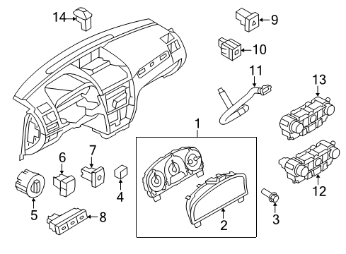 2011 Ford Fusion A/C & Heater Control Units Cluster Assembly Diagram for BE5Z-10849-DC