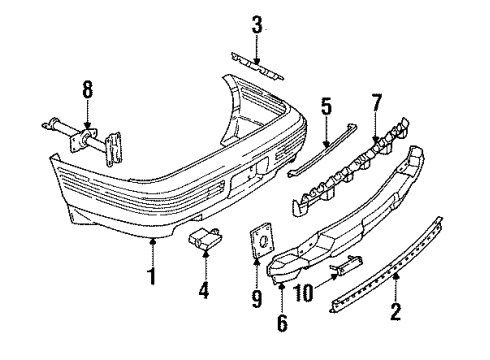 1994 Pontiac Bonneville Rear Bumper Reflector, Rear Bumper Diagram for 16508749