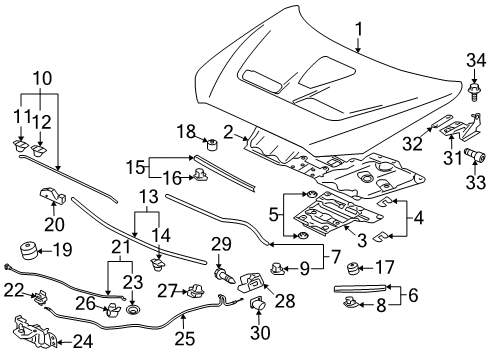 2014 Mitsubishi Lancer Hood & Components RETAINER-Hood Diagram for MU481027