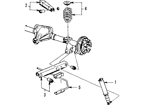 1990 Chevrolet Caprice Rear Suspension Components, Lower Control Arm, Upper Control Arm, Stabilizer Bar Absorber Asm-Front Shock Diagram for 22064041