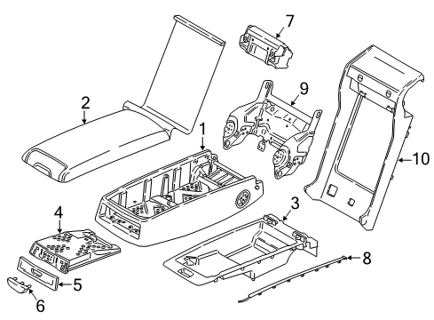 2017 BMW M760i xDrive Rear Seat Components Cup Holder Armrest Diagram for 52207423024