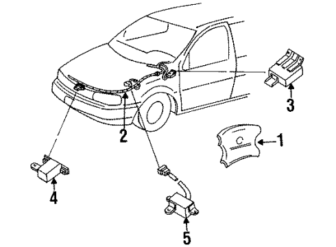 1996 Mercury Villager Air Bag Components Clock Spring Diagram for F6XY-14A664-AD