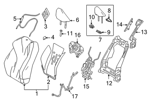 2021 Lexus LC500 Driver Seat Components Bracket, Front Seat Back Diagram for 71163-11010